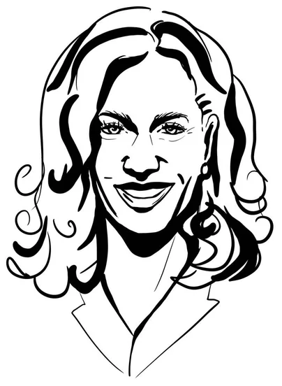 Kamala Harris elezioni USA, illustrazione in bianco e nero - Pommenor