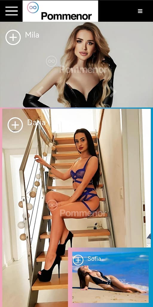Versione mobile del nuovo sito escort Pommenor disponibile sia per Android che iOS.