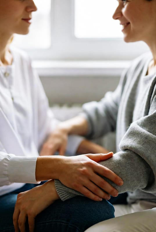 Due persone che comunicano in modo rispettoso e consapevole, simbolo del valore del consenso sessuale nelle relazioni.