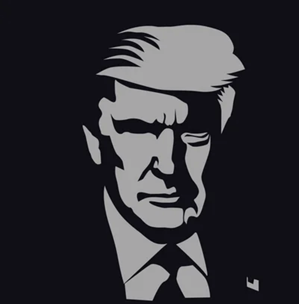 Donald Trump elezioni USA, immagine stilizzata in bianco e nero - Pommenor