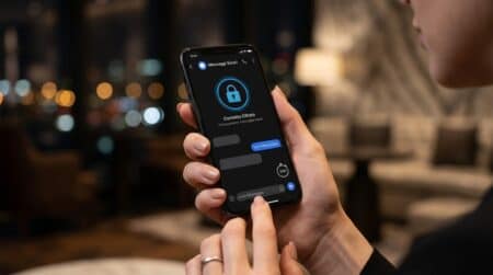Interfaccia di messaggistica cifrata su smartphone per la tutela della privacy online, guida Pommenor