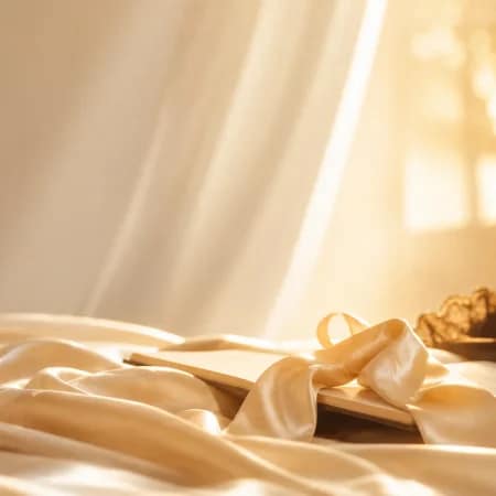 Desiderio reattivo evocato da seta avorio e luce dorata | Pommenor