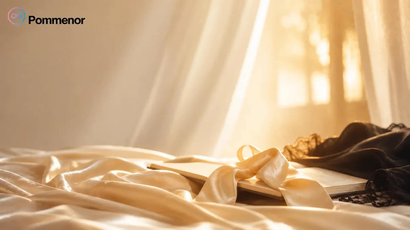 Desiderio reattivo evocato da seta avorio e luce dorata | Pommenor